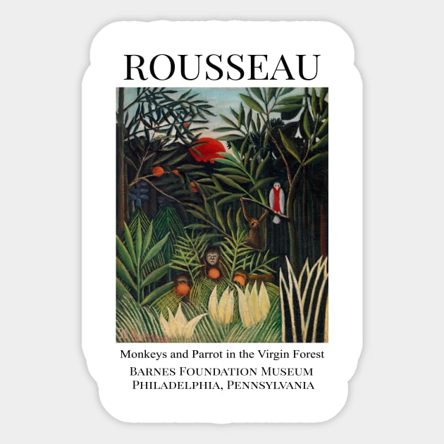 Henri Rousseau Monkeys and Parrot in the Virgin Forest Sticker by SybaDesign